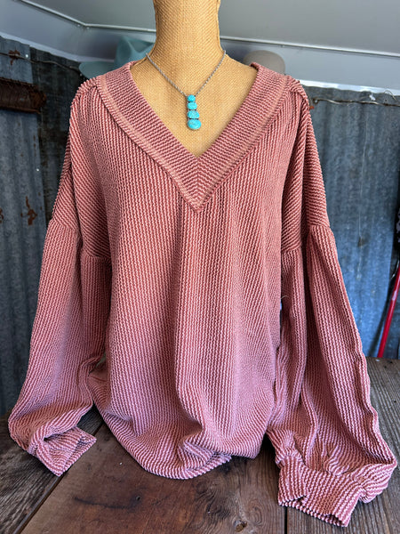 Bell Sleeve Top - Cedar Wood