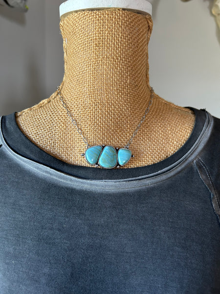 Three Stone Turquoise Necklace