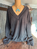 Bell Sleeve Top - Charcoal